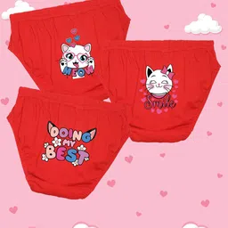 NUSYL Girls Pack Of 3 Meow Cat Printed Pure Cotton Basic BriefsNUGCBRFPO3.0026-image-38