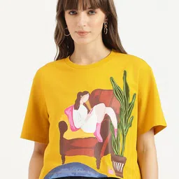 United Colors of Benetton Women Graphic Printed Round Neck Cotton Oversized T-shirt-picture-5