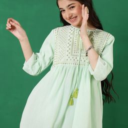 Miss & Chief Embroidered Tie-Up Neck Georgette Top-image-14