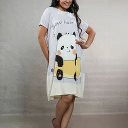 CrossKulture Women Cartoon Characters Printed Round Neck T-shirt Nightdress-picture-3