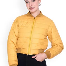 SANHOK Women Colourblocked Lightweight Crop Puffer Jacket-picture-5
