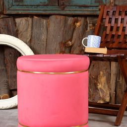 Shadowkart Pink Wooden Ottoman PouffesStool-image-49