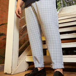 Instafab Plus Men Checked Relaxed Trousers-image-21