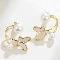 DIVASTRI Gold Plated Animal Shaped Drop Shaped Artificial Beaded Earrings-5