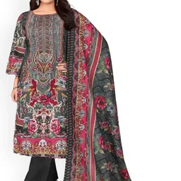DRAVINAM Trends Floral Printed Pure Cotton Thread Work Unstitched Dress Material-image-78