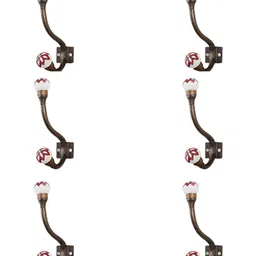 IndianShelf 6 Pcs Ceramic Floral Cloth Hanger for Wall Coat Hooks-image-54