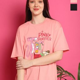 Metronaut Women Pack Of 2 Graphic Printed Round Neck Cotton Oversized T-shirts-image-24