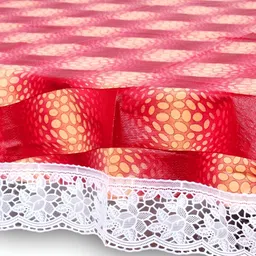 Stylista Red & Beige Geometric Printed Waterproof 2.28 m x 2.28 m Round Table Cover image 2