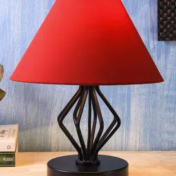 Devansh Red Solid Traditional Frustum Table Lamp image 3