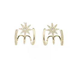 FIMBUL Gold-Plated Cubic Zirconia Studded Star Shaped Studs image 2
