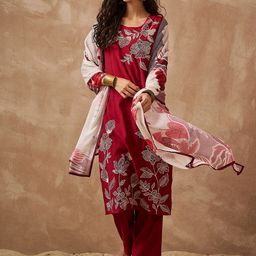 Anouk Women Floral Embroidered Kurta with Trousers & Dupatta-picture-10