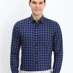 Allen Solly Men Spread Collar Checked Cotton Slim Fit Formal Shirt-picture-2