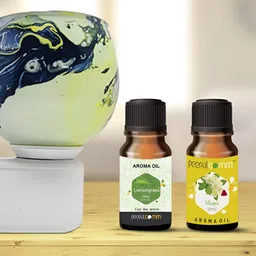 PEEPALCOMM 3Pc Green & White Marble-Printed Electric Aroma Oil Diffuser With Scented Oils-57