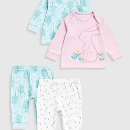 mothercare Infants Girls Pack Of 2 Printed Pure Cotton T-shirt with Joggers-image-59