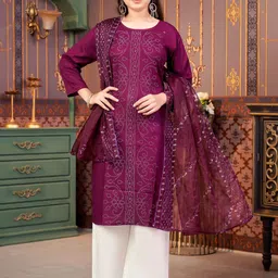 BAESD Girls Floral Printed Round Neck Straight Kurta-image-97