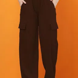 CLOTHINK INDIA Women Mid-Rise Loose Fit Easy Wash Cargos Trousers-picture-35