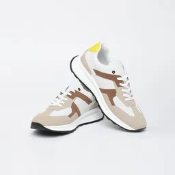 Snitch Men Beige & White Colourblocked Sneakers-image-38
