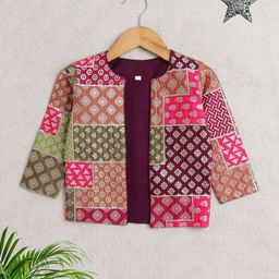 The Magic Wand Girls Floral Polyester Longline Open Front Jacket with Embroidered-image-61