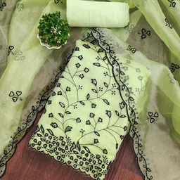 Panzora Embroidered Organza Unstitched Dress Material-image-19