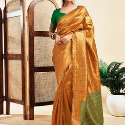 HERE&NOW Woven Design Zari Silk Blend Designer Banarasi Saree-picture-23