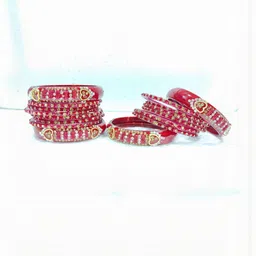 SAVORADE Set Of 16 Maroon Glass Bangle-picture-41