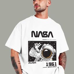 THE BEETEL HOUSE Men NASA Typography Printed Round Neck Cotton Oversized T-shirt-image-88