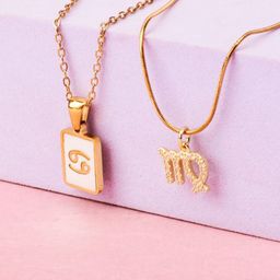 SALTY Set Of 2 Cancer & Virgo Pendant With Chain-44