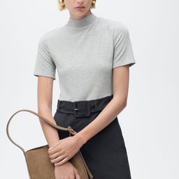 MANGO Colourblocked A-Line Mini Dress with Belt-picture-35