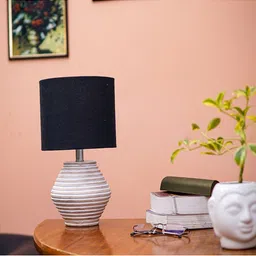 Pinecraft INTERNATIONAL Black & White Atury Table Lamp with Cotton Shade image 5