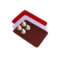Kuber Industries 3 Pcs Brown & Red Rectangle Dish Drying Placemats image 3