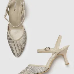 Marc Loire Textured Pointed Toe Kitten Pumps With Backstrap image 2
