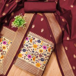 Panzora Ethnic Motifs Woven Design Unstitched Dress Material-image-74
