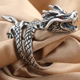 Zoey Unisex Silver-Plated Stainless Steel Intricate Textured Adjustable Finger Ring-52