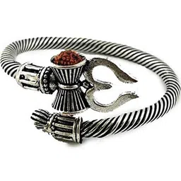 Divine souvenirs Unisex Silver-Plated Rudraksh Beaded Wraparound Bracelet-46