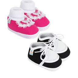 NESKA MODA 12 To 18 Month Non Slip Pack of 2 Pair Cotton Butterfly Frill and Lace Baby Booties-image-82
