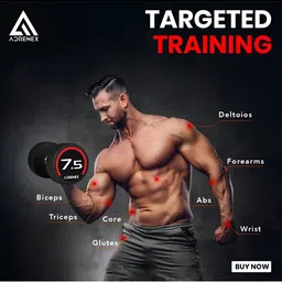 ADRENEX Set Of 2 Round Bouncer Fixed Weight Dumbbell-7.5 kg Each image 4
