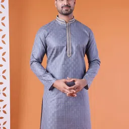 AURIK Men Mandarin Collar Thread Work Kurta-picture-20