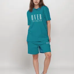 FITIN OUTFIT Printed Cotton Round Neck T-shirt with Shorts Co-Ords-image-40