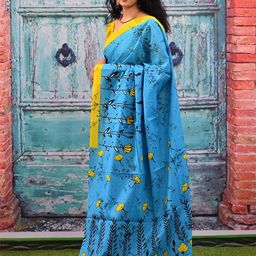 Craft Musium Floral Printed Pure Cotton Saree With Blouse-picture-37
