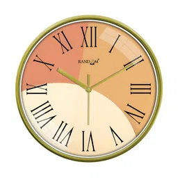 RANDOM Orange & Beige Printed Traditional Round Shaped Wall Clock-7