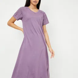max Women V-Neck Pure Cotton Nightdress-image-25