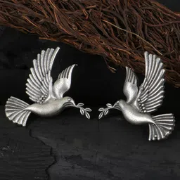 Sangria Silver-Plated Bird Shaped Stud-2