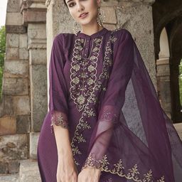 Indo Era Embroidered Sequined Regular Kurta with Trousers & Dupatta image 4