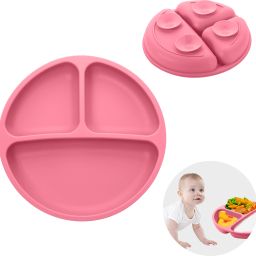 Silicone Suction Plate, 4 Strong Suction Cups for Baby,Kids,Toddler for Feeding- Silicone-16