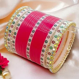 BeautyTrends Set Of 2 Gold-Plated American Diamond Stone-Studded Bangles-39