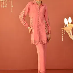 Lakshita Floral Embroidered Shirt Collar Tunic With Trousers-picture-39