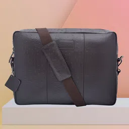 OLIVE MIST Unisex Textured Leather Laptop Bag-39