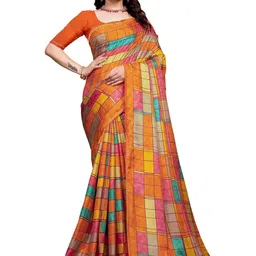 KANOODA Geometric Printed Saree With Blouse Piece-picture-18