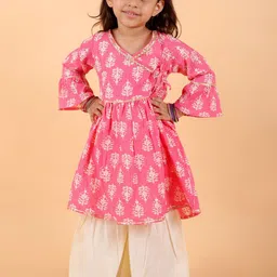 BAESD Girls Ethnic Motifs Printed Angrakha Gotta Patti Pure Cotton Kurti with Sharara-picture-51