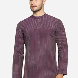 Arch element Men Striped Mandarin Collar Short Kurta-picture-29